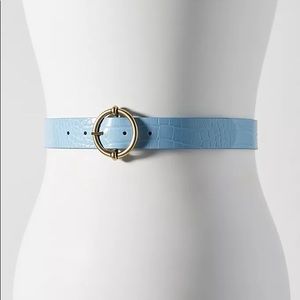 A+ Ainsley croc-embossed sky-blue belt plus size